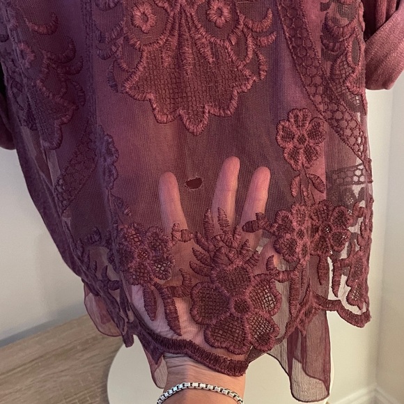 M Brand Elegant Sheer Purple Women's Top | Size L - Picture 7 of 7